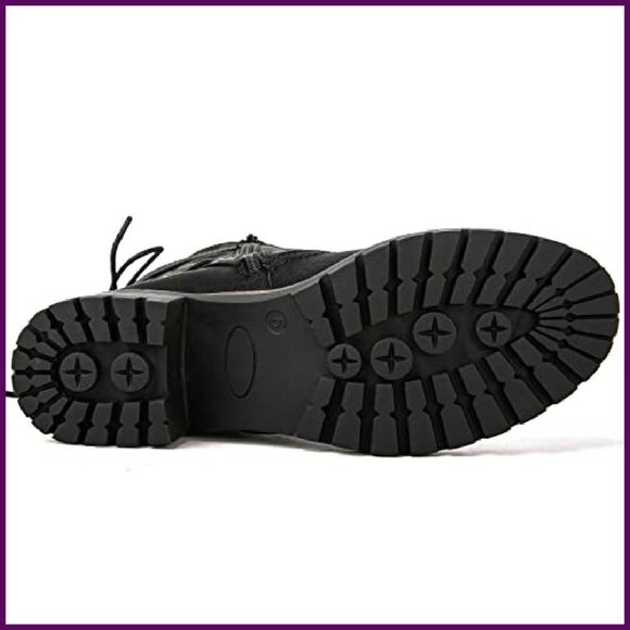 Women's Mid Calf Motorcycle Boots Lace Up Side Zipper Combat Riding - Picture 7 of 8